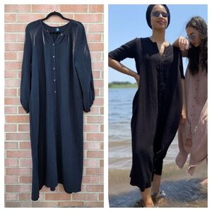 The Frock NYC Black Cotton Gauze Maxi Dress Large